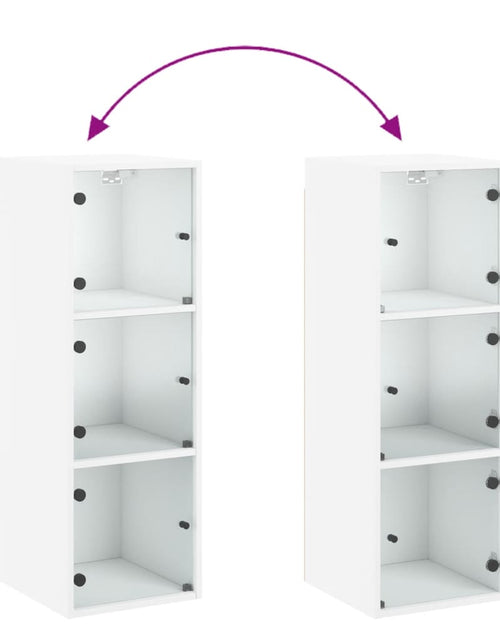 Загрузите изображение в средство просмотра галереи, Dulap de perete cu uși din sticlă, alb, 35x37x100 cm - Lando
