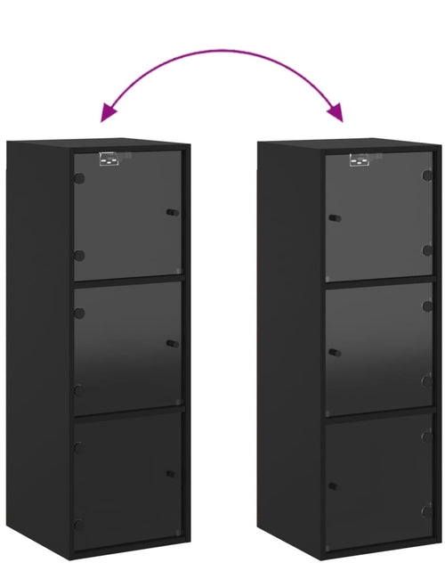 Загрузите изображение в средство просмотра галереи, Dulap de perete cu uși din sticlă, negru, 35x37x100 cm - Lando
