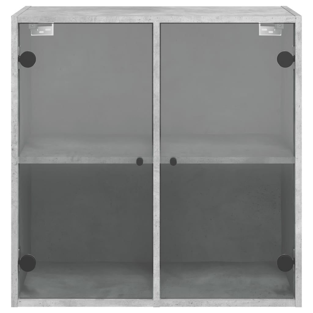 Dulap de perete cu uși din sticlă, gri beton, 68x37x68,5 cm - Lando
