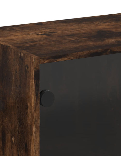 Загрузите изображение в средство просмотра галереи, Dulap de perete cu uși din sticlă, stejar fumuriu,68x37x68,5 cm - Lando
