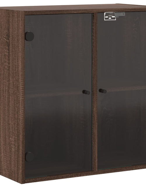 Încărcați imaginea în vizualizatorul Galerie, Dulap de perete cu uși din sticlă, stejar maro, 68x37x68,5 cm - Lando
