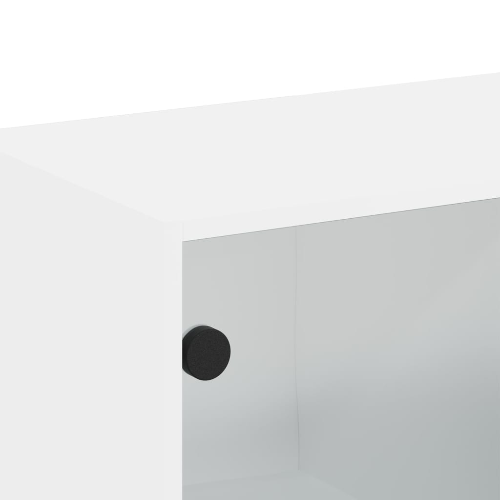 Dulap de perete cu uși din sticlă, alb, 68,5x37x35 cm - Lando