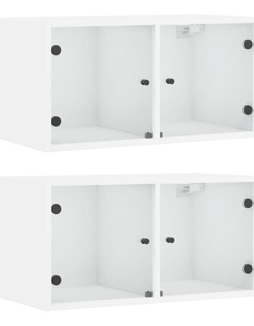 Загрузите изображение в средство просмотра галереи, Dulap de perete cu uși din sticlă, 2 buc., alb, 68,5x37x35 cm - Lando
