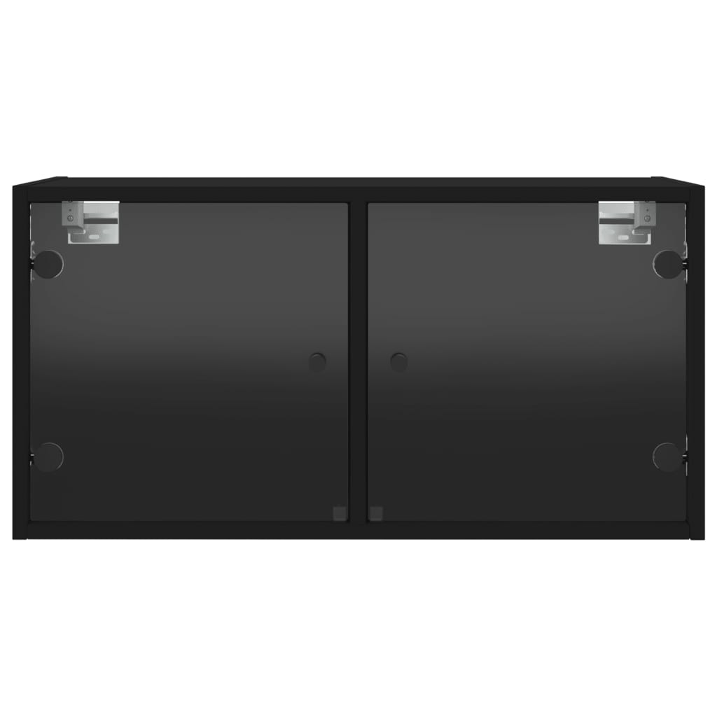 Dulap de perete cu uși din sticlă, negru, 68,5x37x35 cm - Lando
