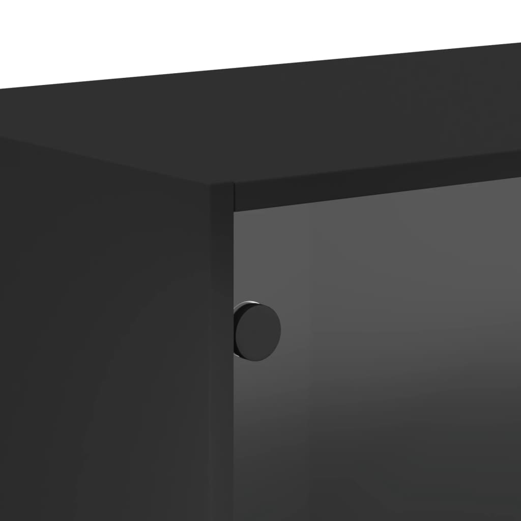 Dulapuri de perete cu uși din sticlă 2 buc. negru 68,5x37x35 cm - Lando