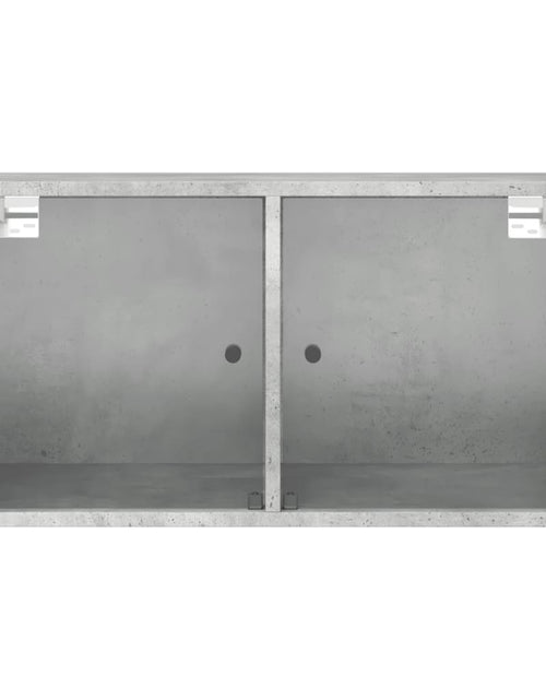 Încărcați imaginea în vizualizatorul Galerie, Dulapuri de perete cu uși sticlă 2 buc. gri beton 68,5x37x35 cm - Lando
