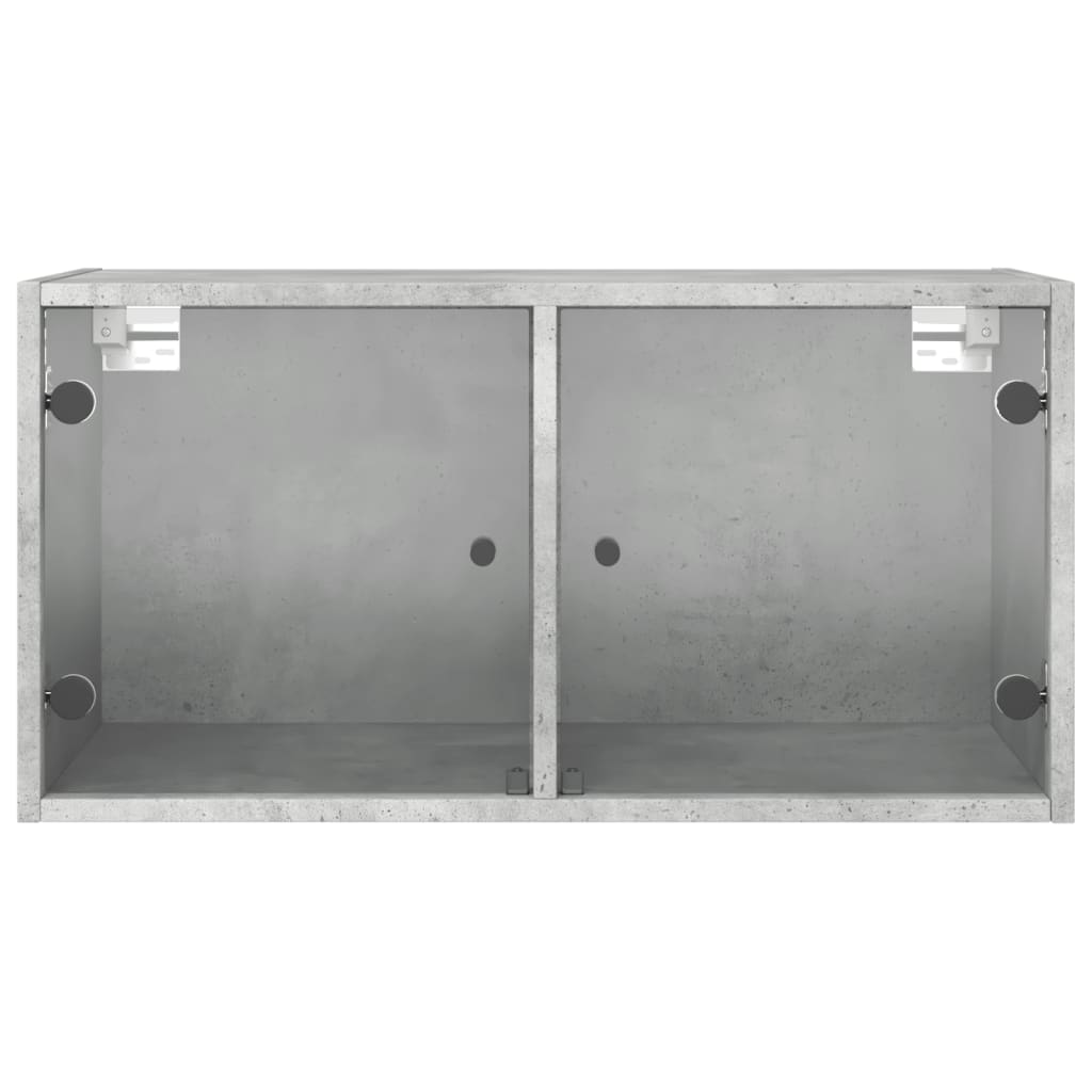 Dulapuri de perete cu uși sticlă 2 buc. gri beton 68,5x37x35 cm - Lando