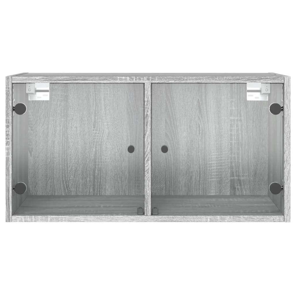 Dulap de perete cu uși din sticlă, gri sonoma, 68,5x37x35 cm - Lando