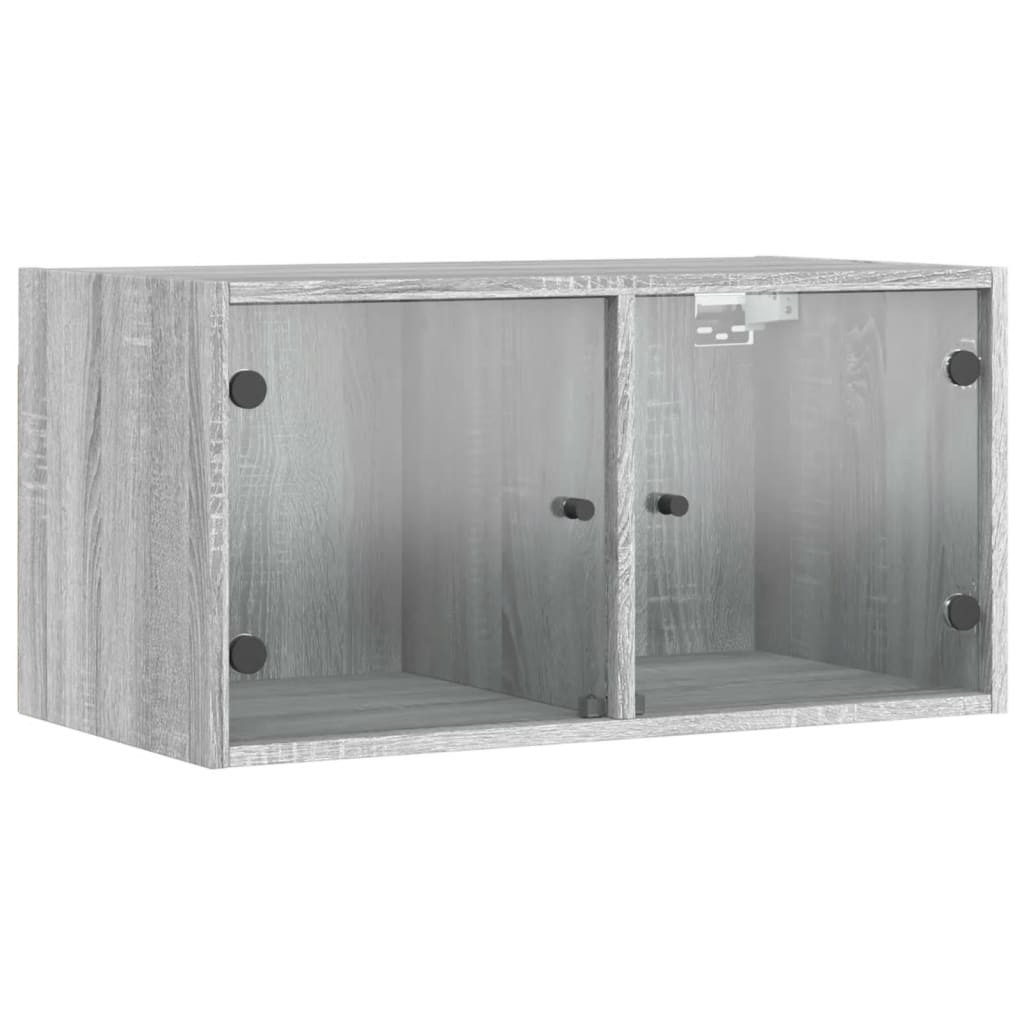 Dulapuri de perete cu uși sticlă 2 buc. gri sonoma 68,5x37x35cm - Lando