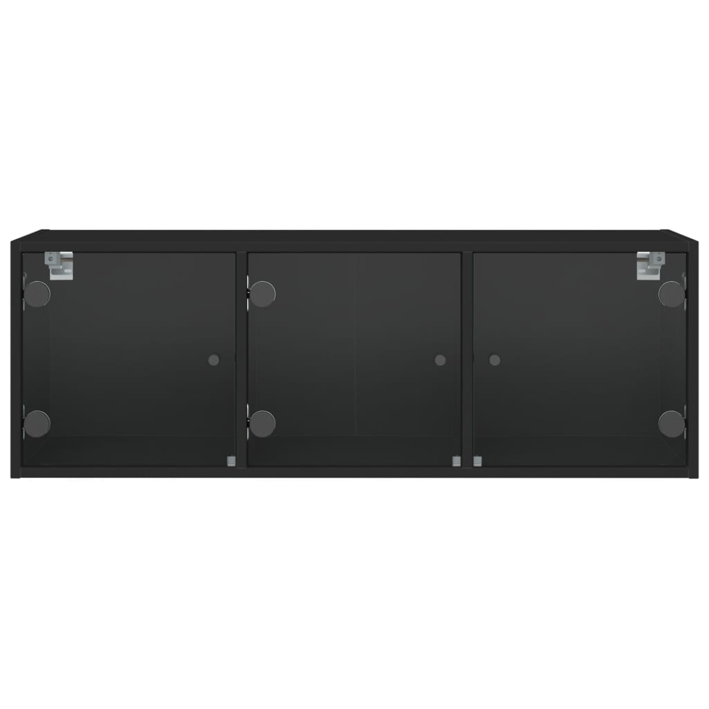 Dulap de perete cu uși din sticlă, negru, 102x37x35 cm - Lando