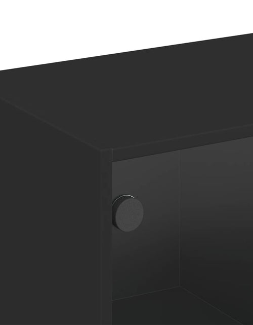 Загрузите изображение в средство просмотра галереи, Dulap de perete cu uși din sticlă, negru, 102x37x35 cm - Lando

