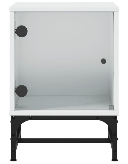 Încărcați imaginea în vizualizatorul Galerie, Noptiere cu uși din sticlă, 2 buc., alb, 35x37x50 cm - Lando
