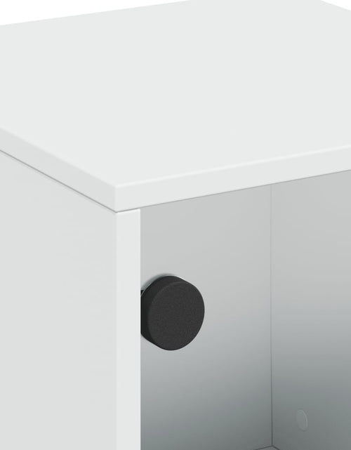 Încărcați imaginea în vizualizatorul Galerie, Noptiere cu uși din sticlă, 2 buc., alb, 35x37x50 cm - Lando
