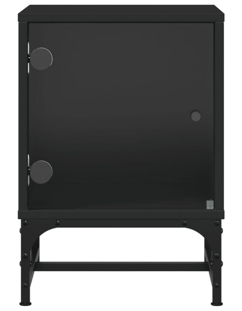 Загрузите изображение в средство просмотра галереи, Noptieră cu ușă din sticlă, negru, 35x37x50 cm - Lando
