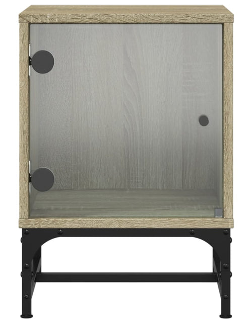 Загрузите изображение в средство просмотра галереи, Noptiere cu uși din sticlă, 2 buc., stejar sonoma, 35x37x50 cm - Lando
