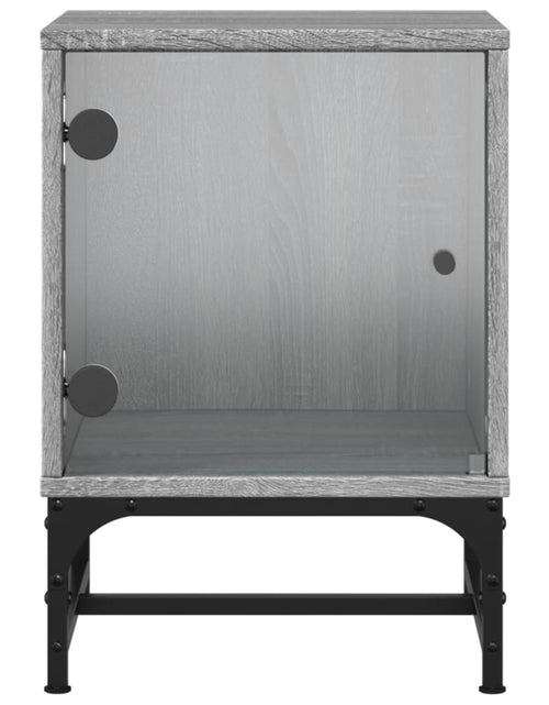 Încărcați imaginea în vizualizatorul Galerie, Noptiere cu uși din sticlă, 2 buc., gri sonoma, 35x37x50 cm - Lando
