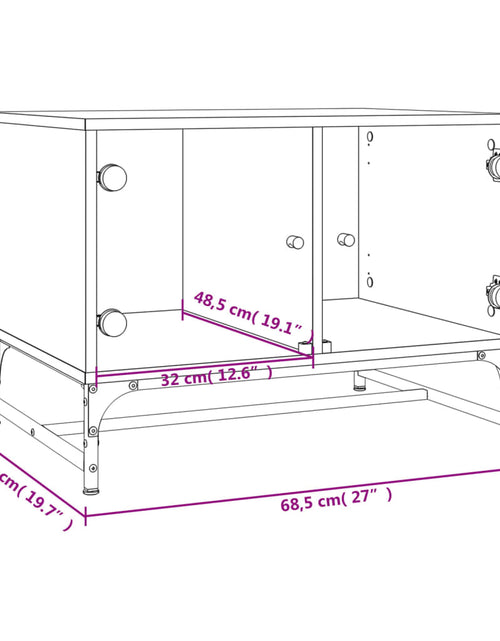 Загрузите изображение в средство просмотра галереи, Măsuță de cafea cu uși din sticlă, stejar fumuriu, 68,5x50x50cm - Lando
