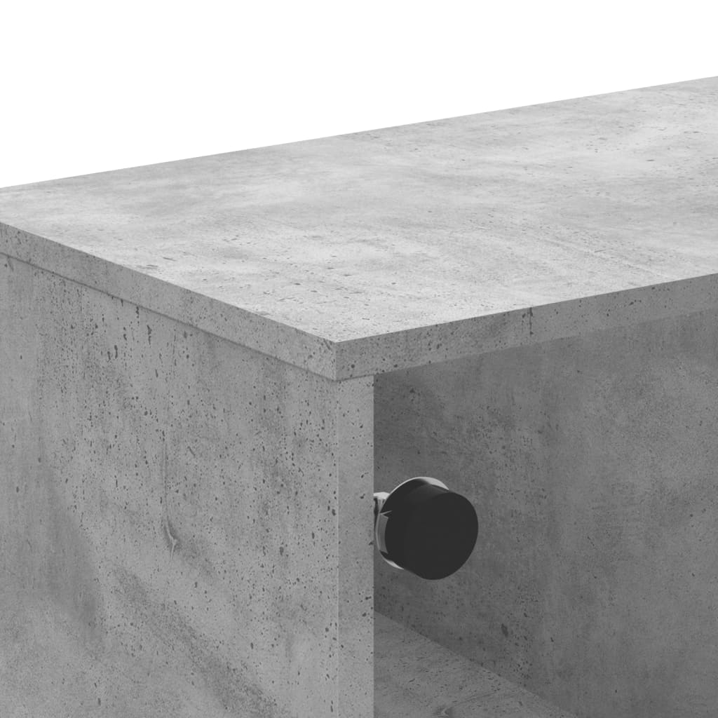 Măsuță de cafea cu uși din sticlă, gri beton, 68,5x50x50 cm - Lando