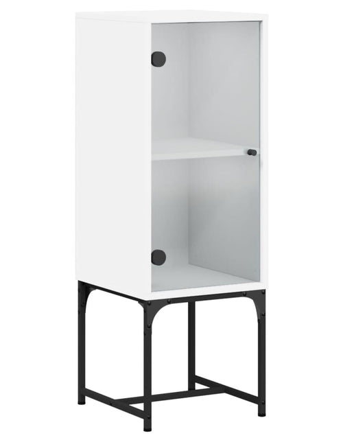 Încărcați imaginea în vizualizatorul Galerie, Noptieră cu ușă de sticlă, alb, 35x37x100 cm - Lando

