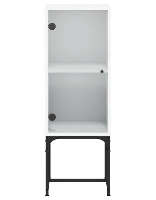 Încărcați imaginea în vizualizatorul Galerie, Noptieră cu ușă de sticlă, alb, 35x37x100 cm - Lando
