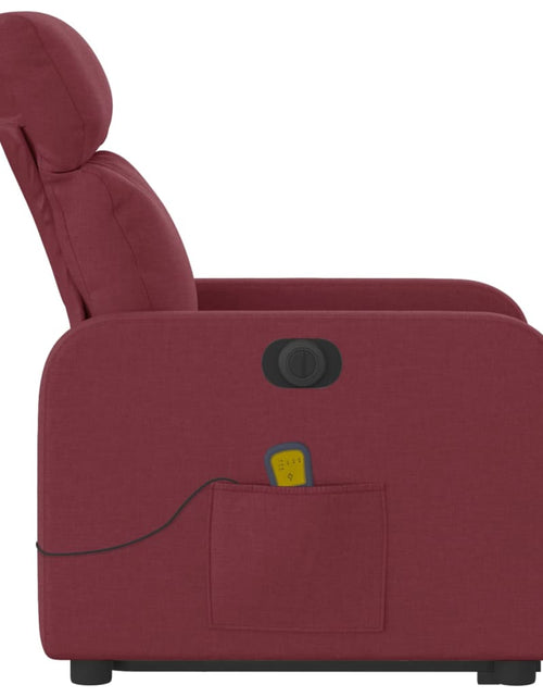 Încărcați imaginea în vizualizatorul Galerie, Fotoliu de masaj electric rabatabil cu ridicare roșu vin textil - Lando
