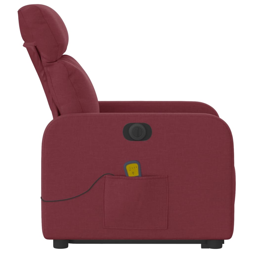 Fotoliu de masaj electric rabatabil cu ridicare roșu vin textil - Lando