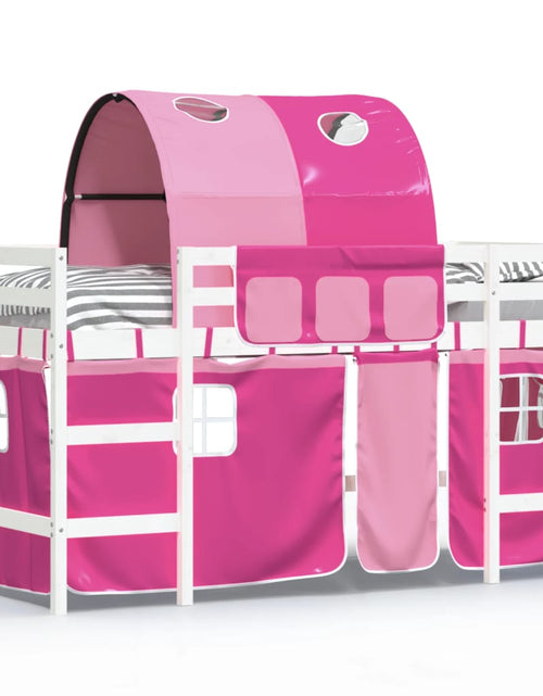 Încărcați imaginea în vizualizatorul Galerie, Pat etajat de copii cu tunel roz 80x200 cm lemn masiv pin - Lando
