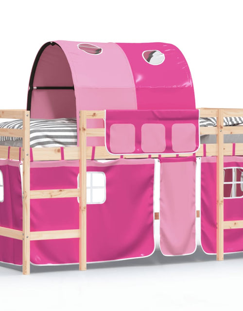 Încărcați imaginea în vizualizatorul Galerie, Pat etajat de copii cu tunel, roz, 90x200 cm, lemn masiv pin - Lando
