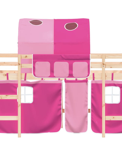 Загрузите изображение в средство просмотра галереи, Pat etajat de copii cu tunel, roz, 90x200 cm, lemn masiv pin - Lando
