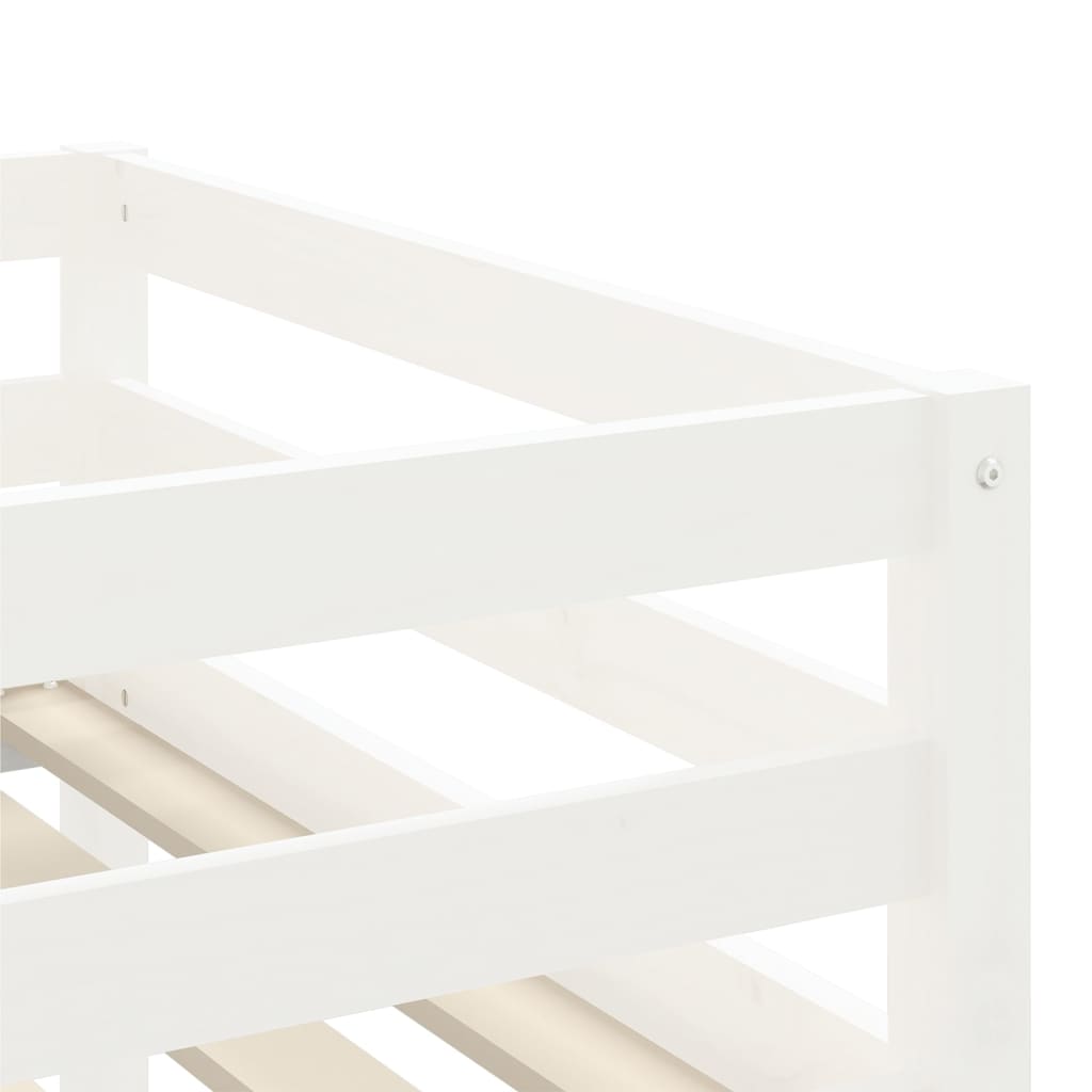Pat etajat de copii cu tunel alb/negru 90x190 cm lemn masiv pin - Lando