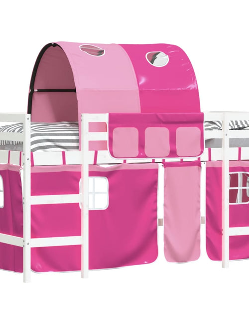 Încărcați imaginea în vizualizatorul Galerie, Pat etajat de copii cu tunel, roz, 90x190 cm, lemn masiv pin - Lando

