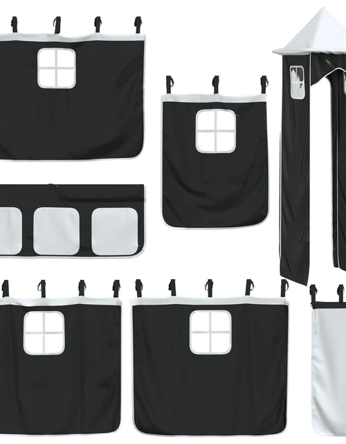 Загрузите изображение в средство просмотра галереи, Pat etajat de copii cu turn alb/negru 80x200 cm lemn masiv pin - Lando
