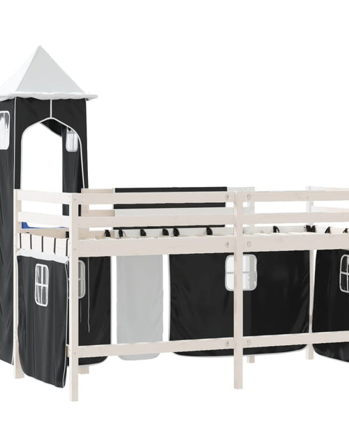 Încărcați imaginea în vizualizatorul Galerie, Pat etajat de copii cu turn alb/negru 80x200 cm lemn masiv pin - Lando
