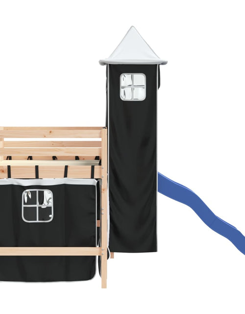 Încărcați imaginea în vizualizatorul Galerie, Pat etajat de copii cu turn alb/negru 90x200 cm lemn masiv pin - Lando
