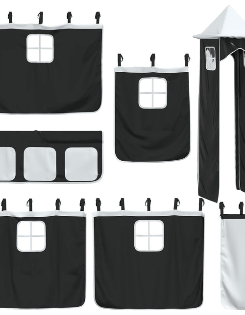 Загрузите изображение в средство просмотра галереи, Pat etajat de copii cu turn alb/negru 90x200 cm lemn masiv pin - Lando
