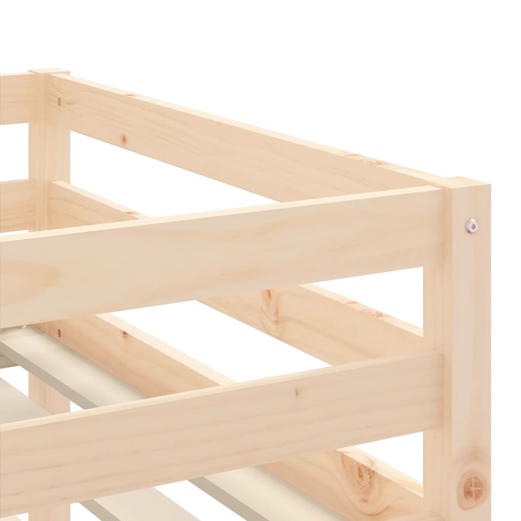 Pat etajat de copii cu scară, 80x200 cm, lemn masiv pin - Lando