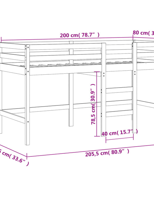 Încărcați imaginea în vizualizatorul Galerie, Pat etajat de copii cu scară, 80x200 cm, lemn masiv pin - Lando
