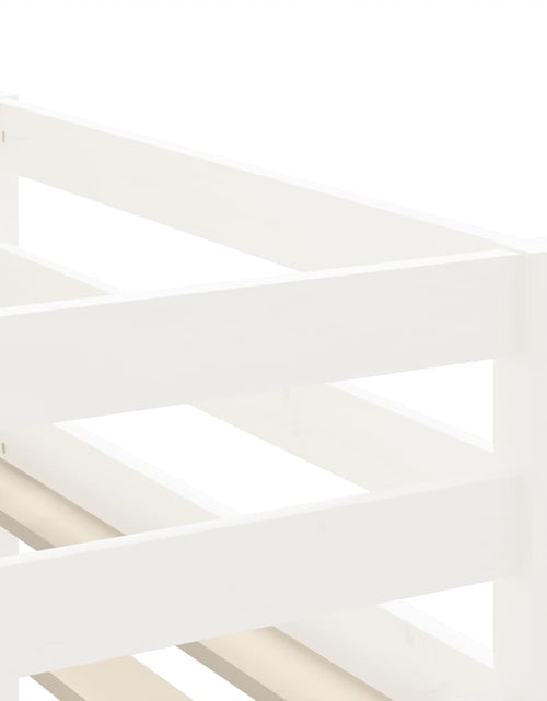 Загрузите изображение в средство просмотра галереи, Pat etajat de copii cu scară, alb, 80x200 cm, lemn masiv pin - Lando
