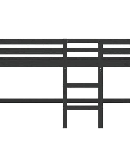 Загрузите изображение в средство просмотра галереи, Pat etajat de copii cu scară, negru, 80x200 cm, lemn masiv pin - Lando
