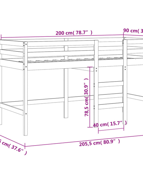 Încărcați imaginea în vizualizatorul Galerie, Pat etajat de copii cu scară, alb, 90x200 cm, lemn masiv pin - Lando
