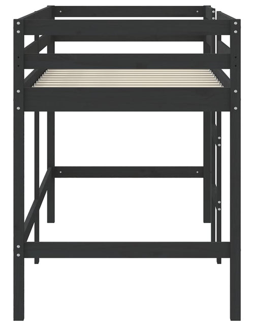 Încărcați imaginea în vizualizatorul Galerie, Pat etajat de copii cu scară, negru, 90x190 cm, lemn masiv pin - Lando
