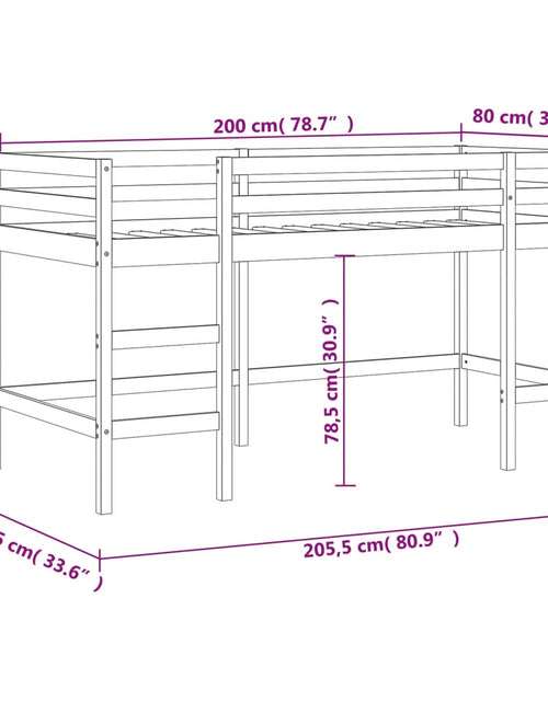 Încărcați imaginea în vizualizatorul Galerie, Pat etajat de copii cu scară, alb, 80x200 cm, lemn masiv pin - Lando
