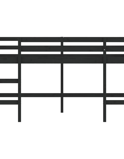 Загрузите изображение в средство просмотра галереи, Pat etajat de copii cu scară, negru, 80x200 cm, lemn masiv pin - Lando
