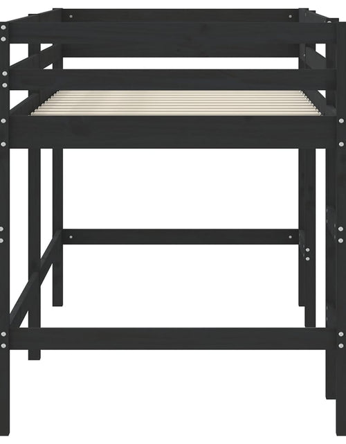 Încărcați imaginea în vizualizatorul Galerie, Pat etajat de copii cu scară, negru, 80x200 cm, lemn masiv pin - Lando

