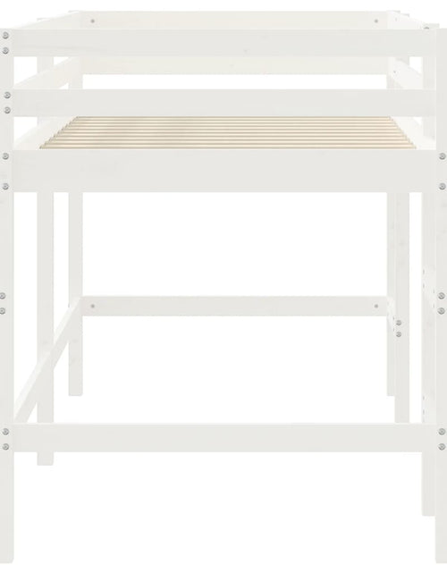 Загрузите изображение в средство просмотра галереи, Pat etajat de copii cu scară, alb, 90x200 cm, lemn masiv pin - Lando
