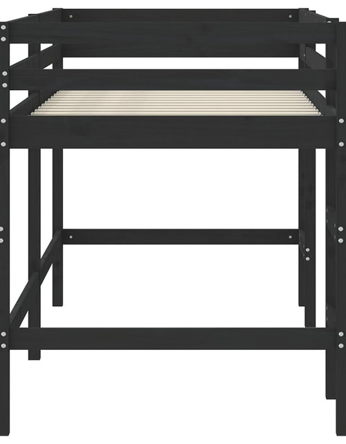 Încărcați imaginea în vizualizatorul Galerie, Pat etajat de copii cu scară, negru, 90x200 cm, lemn masiv pin - Lando
