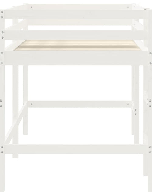 Încărcați imaginea în vizualizatorul Galerie, Pat etajat de copii cu scară, alb, 90x190 cm, lemn masiv pin - Lando
