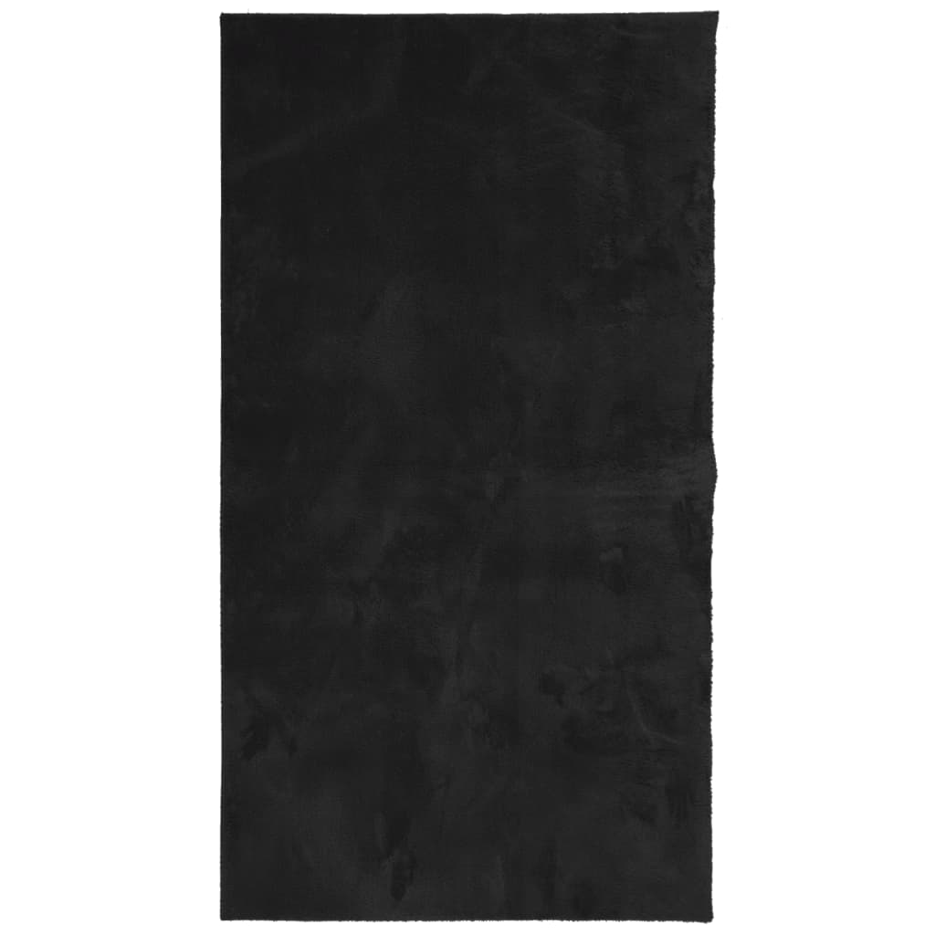 Covor HUARTE, fir scurt, moale și lavabil, negru, 60x110 cm - Lando