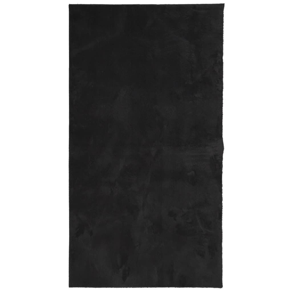 Covor HUARTE, fir scurt, moale și lavabil, negru, 80x150 cm - Lando