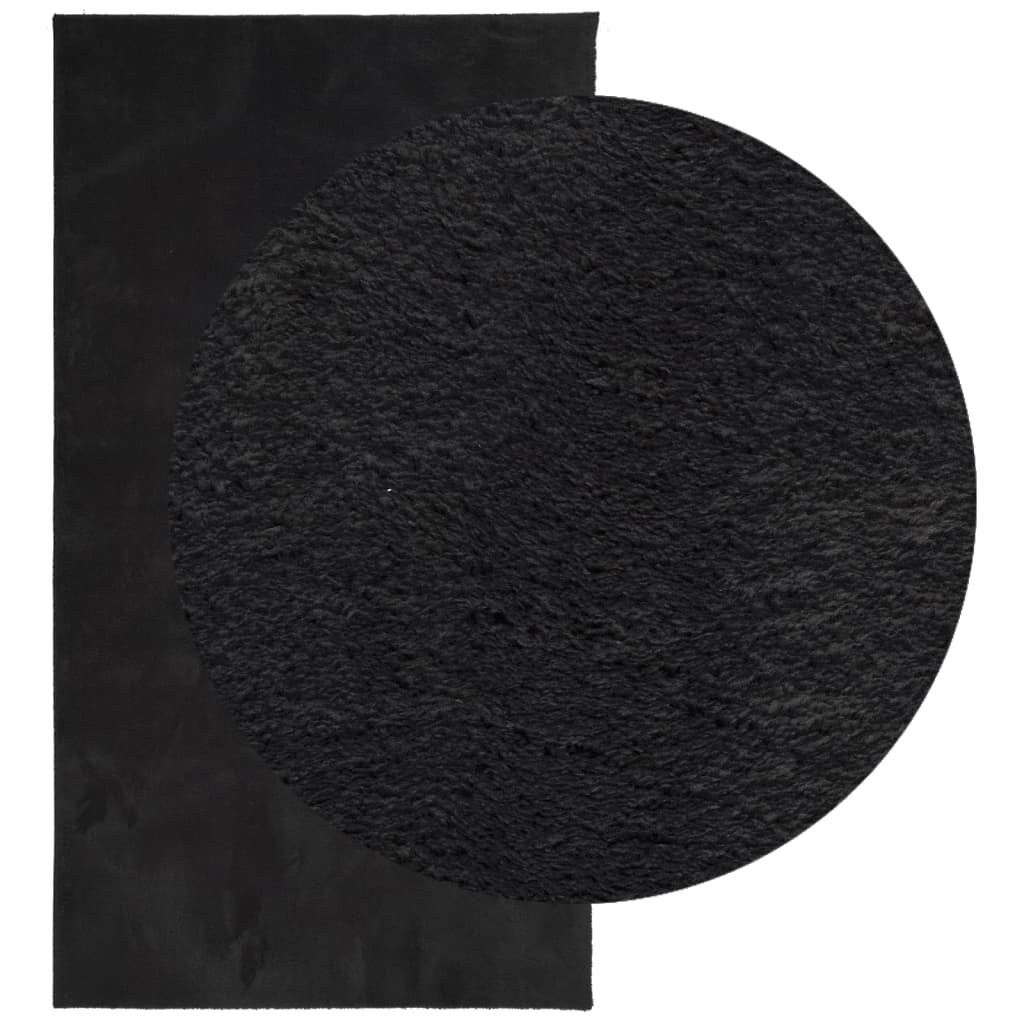 Covor HUARTE, fir scurt, moale și lavabil, negru, 80x150 cm - Lando
